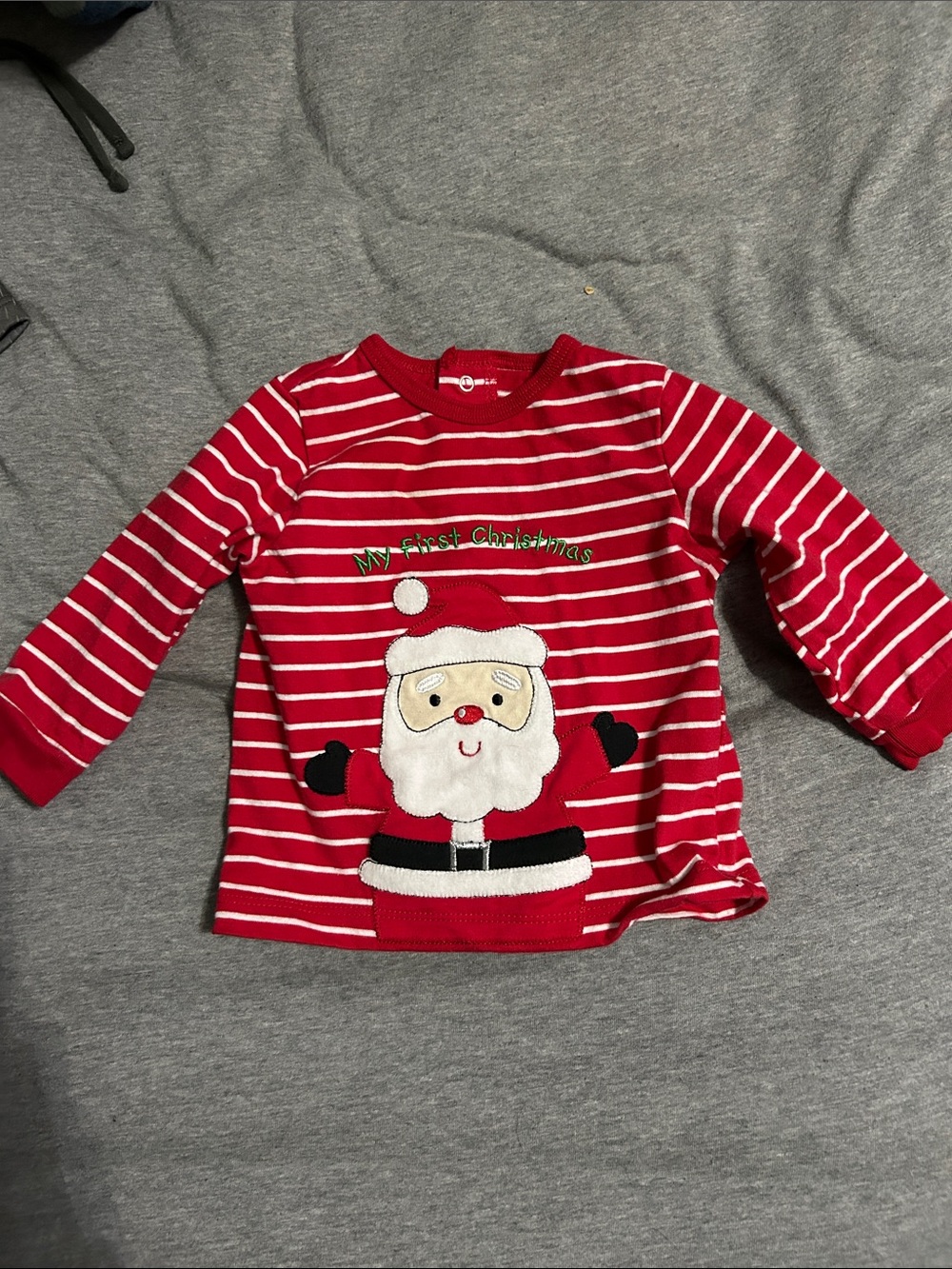 Little Me Red & White Striped Santa Long-Sleeve Tee